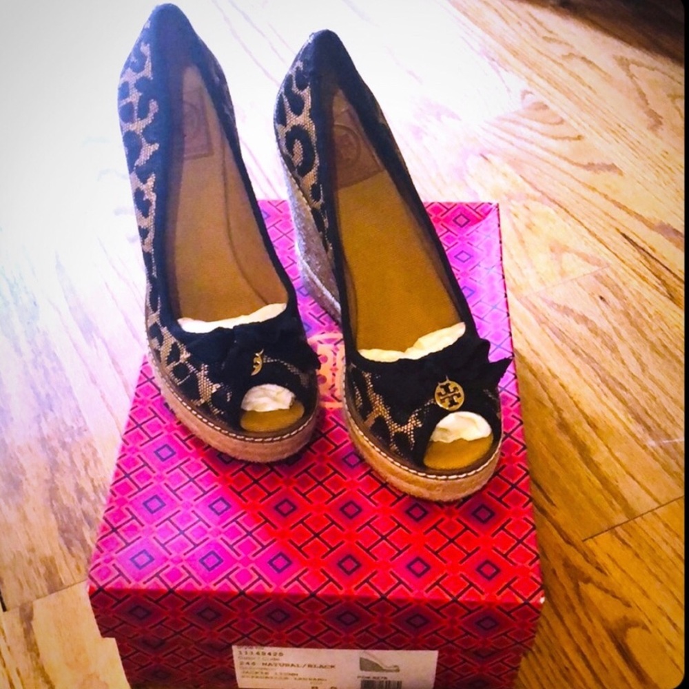 Tory Burch Leopard Espadrille Wedges 8.5